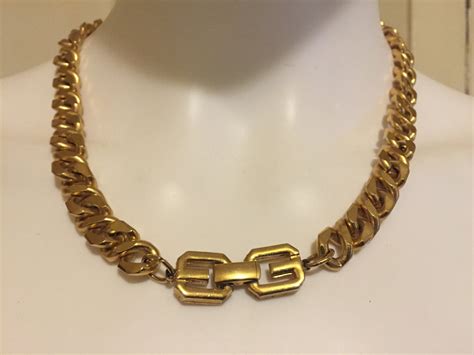 vintage givenchy logo necklace|givenchy gold tone necklace.